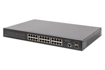 Digitus Gigabitový ethernetový PoE přepínač L2, 24portový PoE + 2 SFP, 380W PoE rozpočet