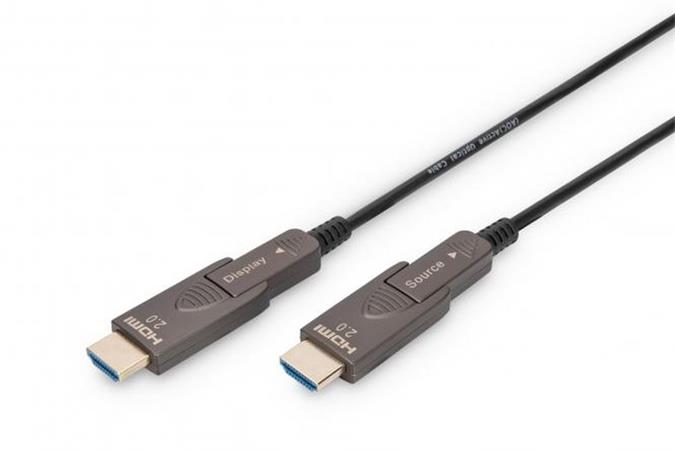Digitus Kabel HDMI AOC (aktivní optický), typ A, odpojitelný M/M, 10,0 m, Ultra HD, 4K@60 Hz, pozlacený, černý