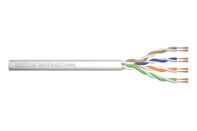 DIGITUS Propojovací kabel CAT 5e U-UTP, surová délka 305 m, papírová krabička, AWG 26/7, PVC, simplex, barva šedá