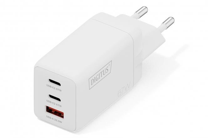 DIGITUS USB Nabíječka GaN 67W, 2x USB-C, 1x USB-A