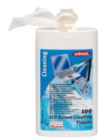 Ednet. - 100 vlhčené čistící ubrousky na TFT obrazovky, notebooky a ploché obrazovky
