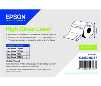 EPSON High Gloss Label - Die-cut Roll: 102mm x 51mm, 2310 labels