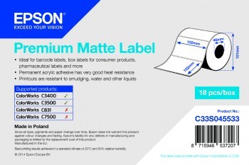 EPSON Premium Matte Label - Die-cut Roll: 102mm x 152mm, 225 labels