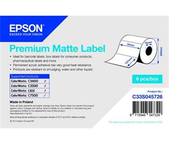 EPSON Premium Matte Label - Die-cut Roll: 76mm x 127mm, 960 labels