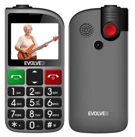 EVOLVEO EasyPhone FL, mobilní telefon pro seniory s nabíjecím stojánkem, stříbrná