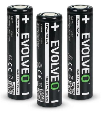 EVOLVEO LiPower 186 Core 2500 – Li-ion baterie 18650 (3.7 V / 2500 mAh) 3ks