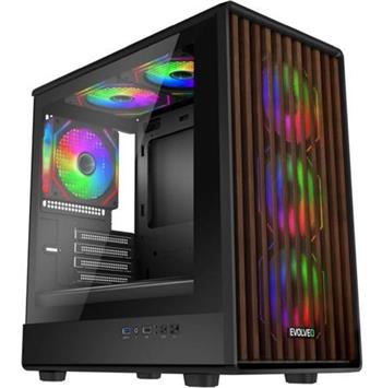 EVOLVEO M5, case mATX, 2x USB2.0 / 1x USB3.0 / 3x120mm LED / černý s průhlednou