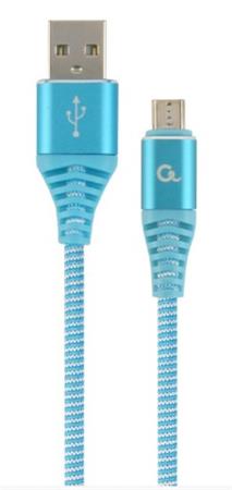 GEMBIRD prémiový nabíjecí a datový kabel Micro-USB, opletený bavlnou, 2 metry, modro-bílý