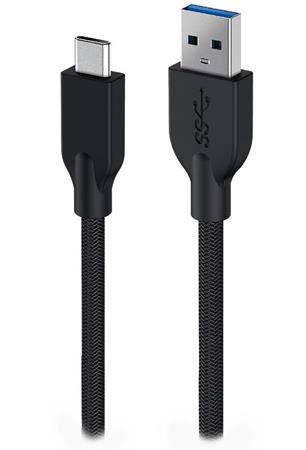 Genius ACC-A2CC-3A, Kabel, USB A / USB-C, USB 3.0, 3A, QC 3.0, opletený, 1,5m, černý