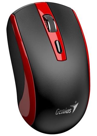 Genius ECO-8150 Myš, bezdrátová, optická, 1200DPI, 4 tlačítka, Copilot, 2,4GHz, USB-A dongle, USB-C nabíjení, černo-červená