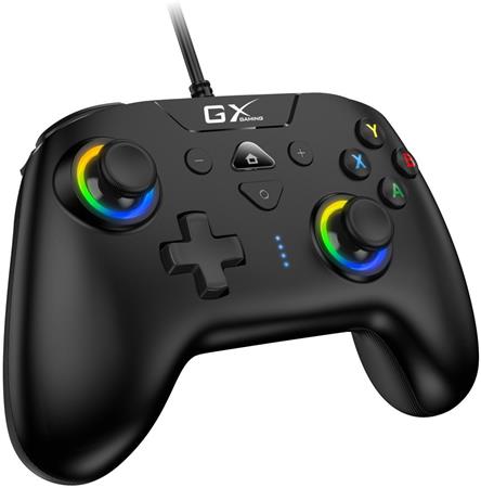 Genius GX Gaming GX-23UV, Gamepad, drátový, duální vibrace, pro PC, Switch, Switch Lite, PS4, PS3, Android, USB, černý