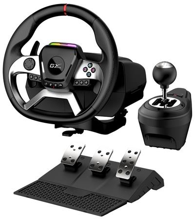 Genius GX Gaming SpeedMaster X5 FF Volant, pedály, řadicí páka, pro PC, PS4, Xbox One, vibrace, černo-stříbrný