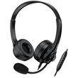 Genius HS-235U AI Headset, drátový, náhlavní, mikrofon, Copilot, ovládání hlasitosti, kabel 2,4m, USB, černý