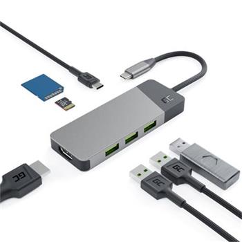 Green Cell Adapter HUB Connect 7in1 (3xUSB-A 3.1 HDMI 4K 60Hz USB-C PD 85W) for Apple MacBook,Lenovo,Asus,Dell