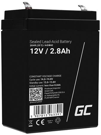 Green Cell AGM VRLA 12V 2.8Ah maintenance-free battery for the alarm system, cash register, toys