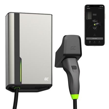 Green Cell GC HabuDen Wallbox 22kW 32A 7,5m kabel typu 2 Smart EV nabíjecí stanice s aplikací GC Bluetooth WiFi