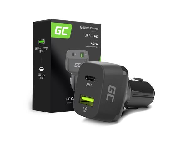 Green Cell Nabíječka do auta USB-C 48W (Power Delivery 30W, QC 3.0)