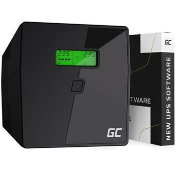 Green Cell Nepřerušitelný zdroj napájení UPS 1000VA 700W s LCD displejem Čistá sinusovka | VERZE EU | 2x Schuko 2x IEC zásuvky
