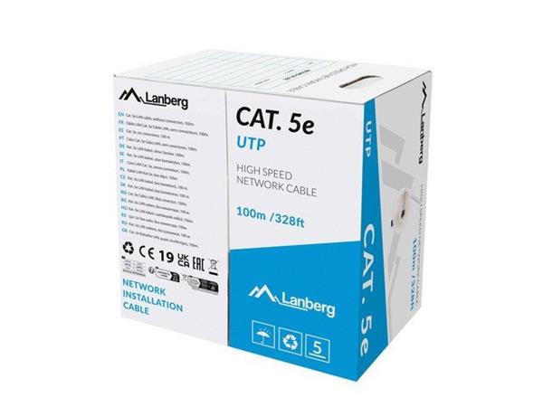 LANBERG LAN KABEL CAT.5E UTP 100M SOLID CU GREY CPR + FLUKE PASSED