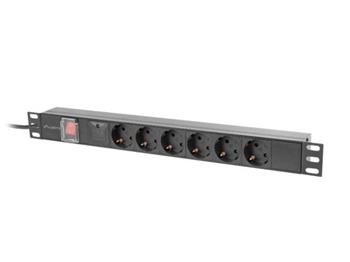 LANBERG NAPÁJECÍ DISTRIBUČNÍ JEDNOTKA (PDU) 19" 1U 10A 2M C14->6X SCHUKO ZÁSUVKY ČERNÁ C14