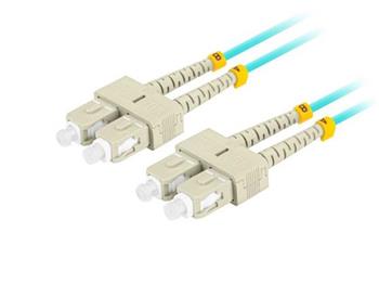 LANBERG optický patch cord MM SC/UPC-SC/UPC duplex 1m LSZH OM3 50/125 průměr 3mm, barva cyan