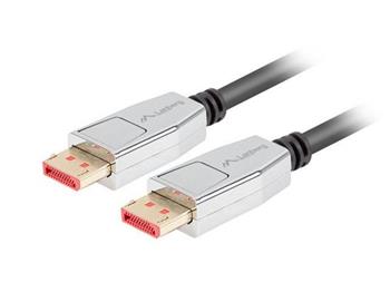 LANBERG připojovací kabel DisplayPort 1.4 M/M, 8K@60Hz, 5K@120Hz, délka 1,8m, černý, se západkou, zlacené konektory