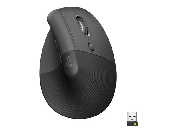 Logitech Lift Vertical Ergonomic Mouse - Grafitová, 400-4000dpi, 6 tlačítek, bluetooth, logitech bolt