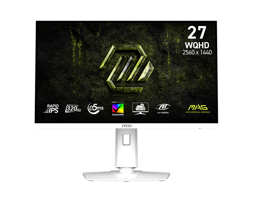 MSI Gaming monitor MAG 274QRFW X32, 27" Rapid IPS/2560x1440(WQHD)/320Hz/0,5ms/2x HDMI/DP/Výškově nastavitelný/Pivot/bílá