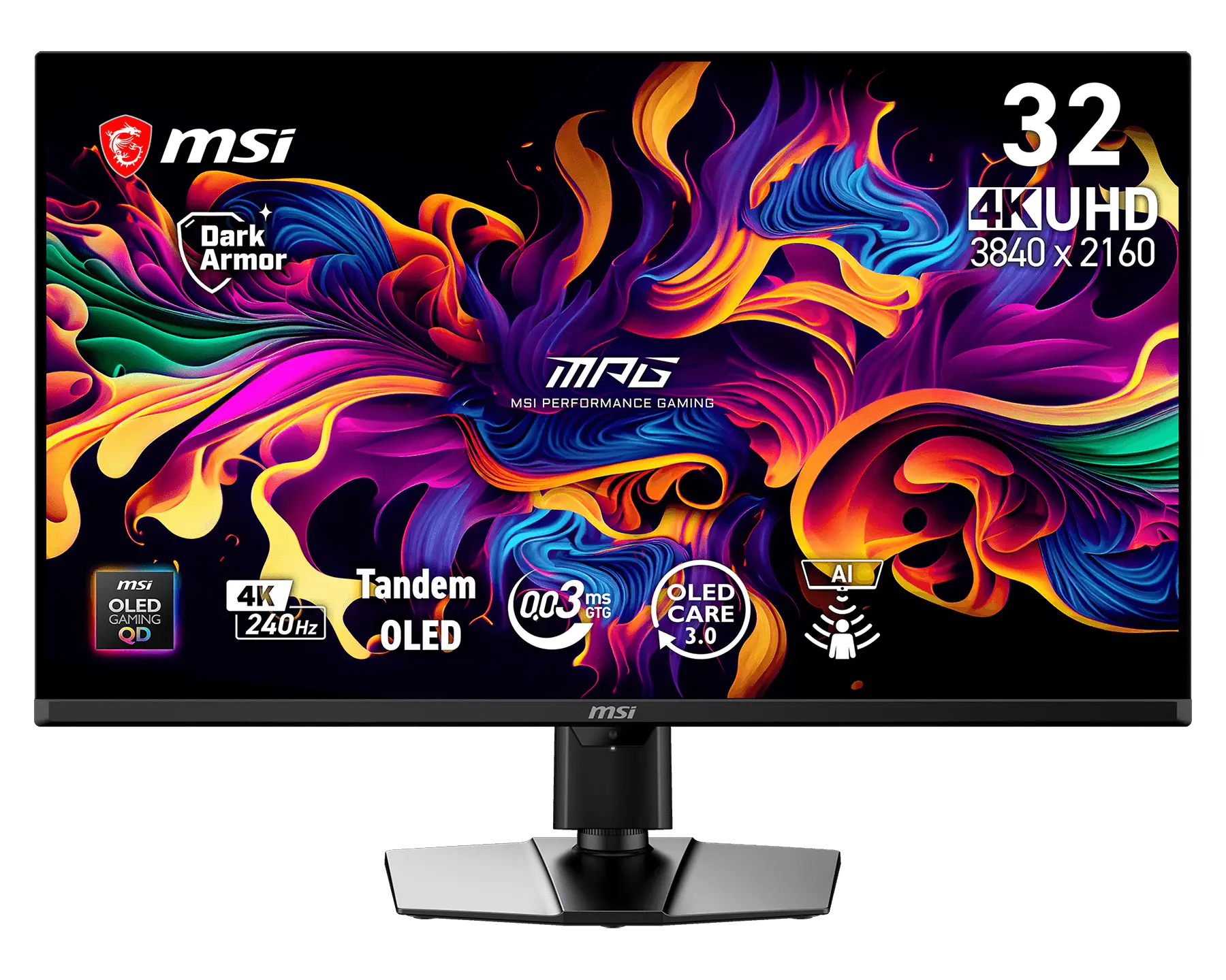 MSI Gaming monitor MPG 322UR QD-OLED X24, 31,5" QD-OLED/4K 3840x2160/240Hz/0,03ms/DP/2xHDMI/USB-A,B,C/Výškvě nast./Pivot
