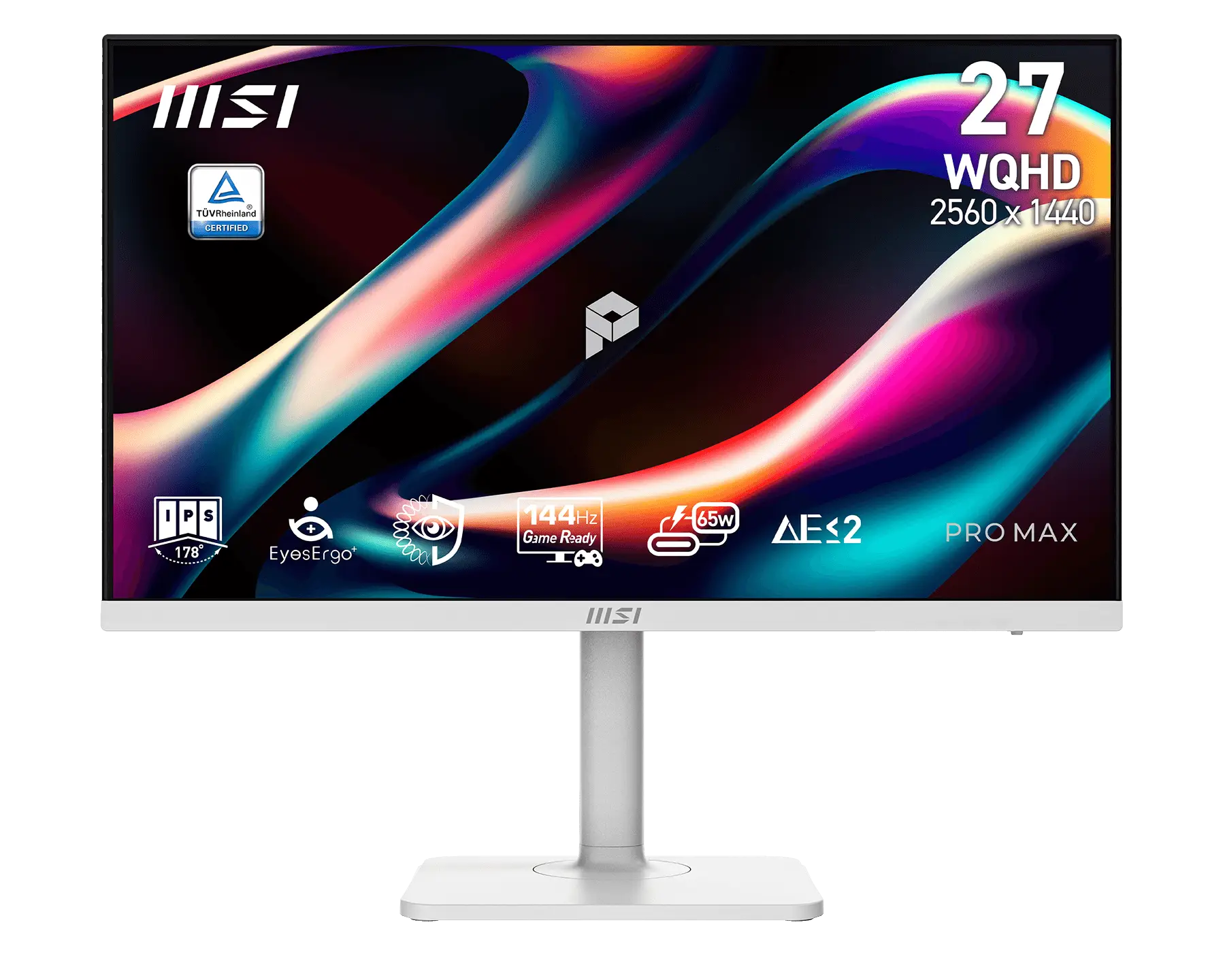 MSI monitor PRO MAX 271QPHW E14, 27" IPS/2560 x 1440 (WQHD)/144Hz/1ms/DP/2x HDMI/USB-A,B,C/Výšk.nast./Pivot/bílá