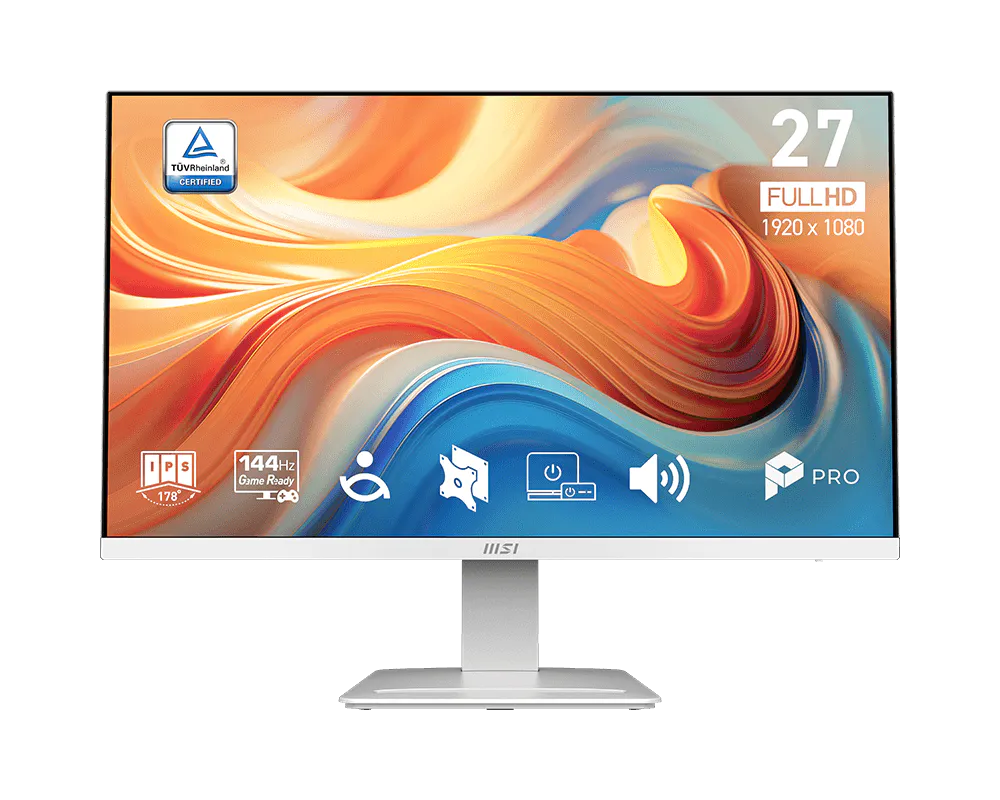 MSI monitor PRO MP273W E14A, 27" IPS/1920 x 1080(FHD)/144Hz/1ms/DP/HDMI/D-Sub/bílá