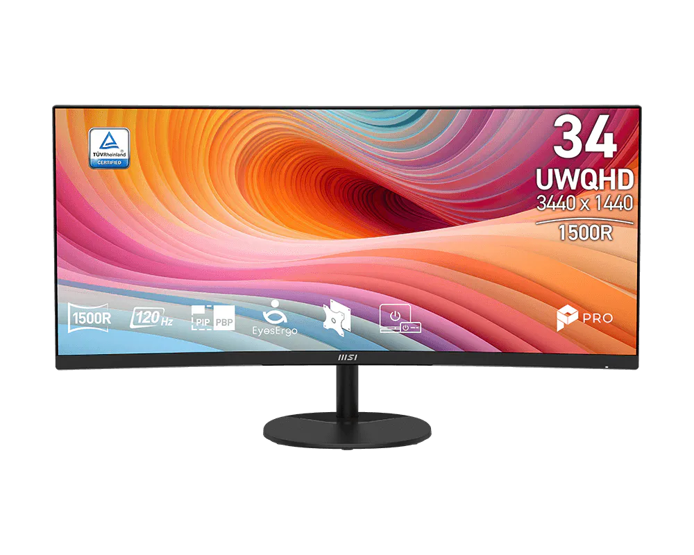 MSI monitor PRO MP341CQ E12, 34" VA zakřivený /3440x1440 (UWQHD)/120Hz/1ms/2 x HDMI/DP/černý