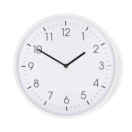 Nedis CLWA1226WT - Nástěnné hodiny | Průměr: 300 mm | Plast | Tichý pohyb | Bílá