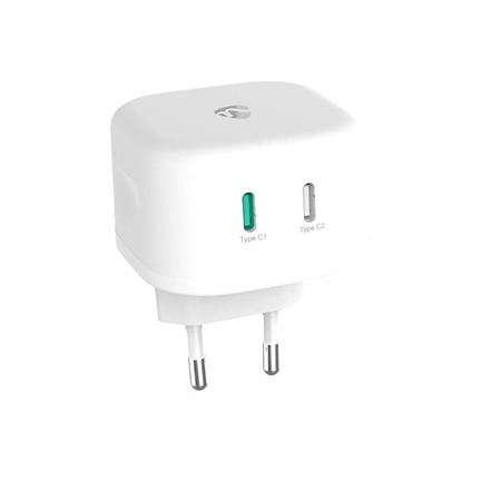 Nedis WCGPD45W100WT- Síťová Nabíječka | 45 W | GaN | PD3.0 | Funkce rychlého nabíjení | 2 výstupy | 2x USB-C™ | Bílá