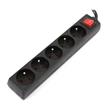 OMEGA Prodlužovací zásuvková lišta s 5 zásuvkami WITH BASIC SURGE PROTECTION 5M 16A 5 SOCKET TYPE E FRENCH BLACK