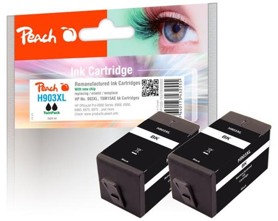 PEACH kompatibilní cartridge HP No. 903XL, černá, Twin-Pack