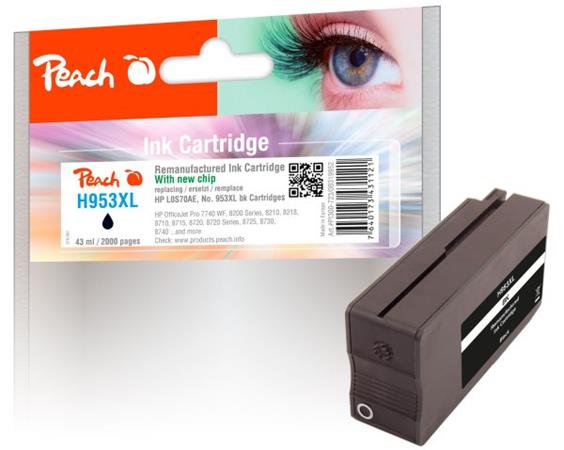 PEACH kompatibilní cartridge HP No. 953XL, černá, L0S70AE, 43ml, OEM chip