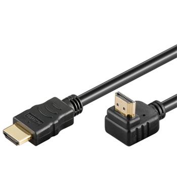 PremiumCord HDMI High Speed+Ethernet kabel, zlacený zahnutý konektor 90° 3m