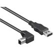 PremiumCord Kabel USB 2.0, A-B, 3m se zahnutým USB-B konektorem 90°