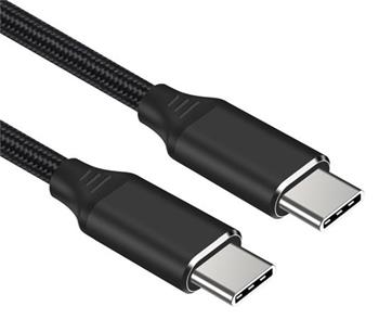 PremiumCord Kabel USB-C M/M, 240W 480Mbps černý bavlněný oplet, 1,5m