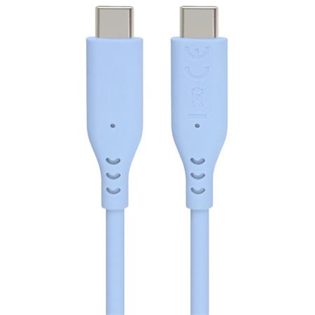 PremiumCord Silikonový kabel s konektory USB-C 60W 480Mbps modrý extra měkký 1,5m