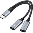 PremiumCord USB-C redukce 2-in-1 pro audio sluchátka a současné nabíjení 12,5cm