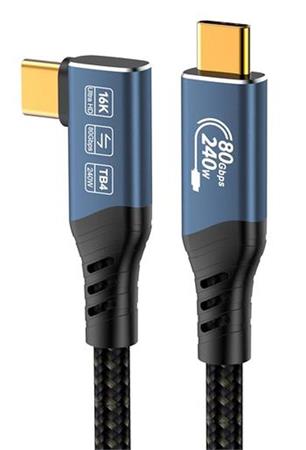 PremiumCord USB4™ Version2.0 80Gbps 16K@60Hz 240W Thunderbolt 3 a 4 kabel zahnutý 1,5m