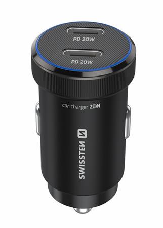 SWISSTEN CL ADAPTÉR 2x USB-C PD, 20W ČERNÝ