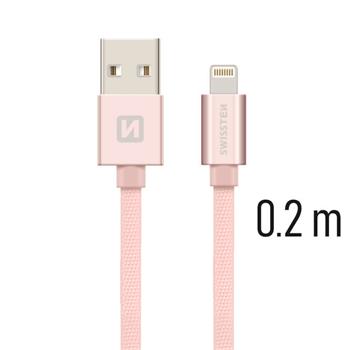 SWISSTEN DATA CABLE USB / LIGHTNING TEXTILE 0,2M PINK