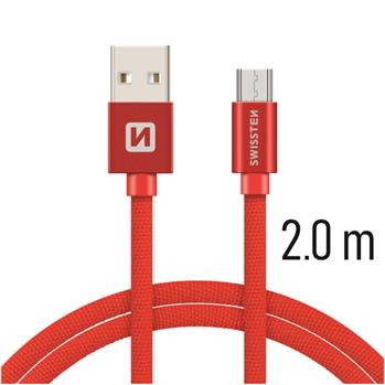 SWISSTEN DATA CABLE USB / MICRO USB TEXTILE 2,0M RED