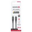 SWISSTEN DATOVÝ KABEL ARAMID REINFORCED USB-C / LIGHTNING 1,5 M ANTRACIT