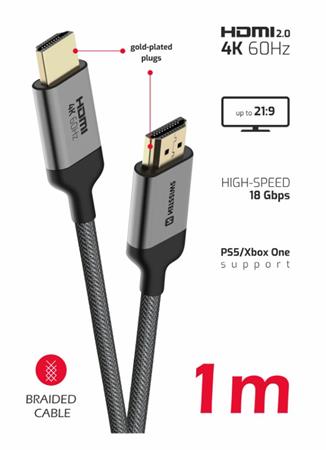 SWISSTEN KABEL HDMI NA HDMI 4K 60Hz 1,0 M