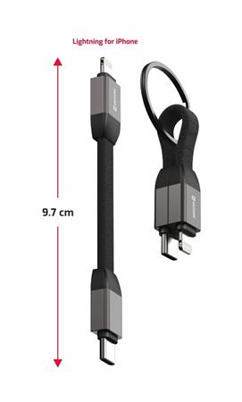 SWISSTEN MAGNETICKÝ KEYCHAIN KABEL USB-C / LIGHTNING 9,7 CM