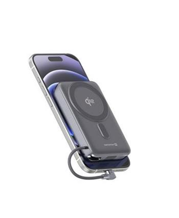 SWISSTEN POWER BANK MagSafe Qi2 15W, 10000 mAh S INTEGROVANÝM KABELEM USB-C ČERNÁ